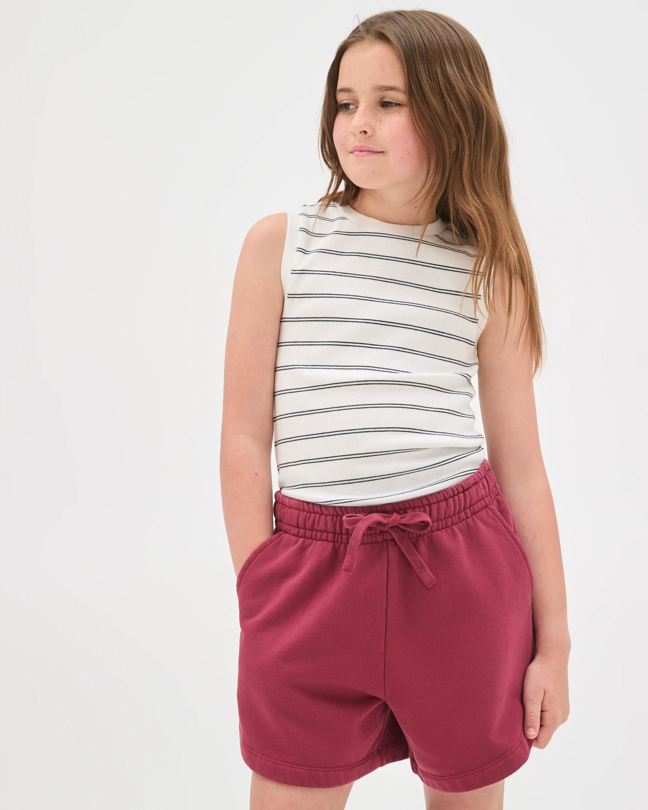 Australian Cotton Blend Curved Hem Fleece Shorts - Burgundy 2 of 6