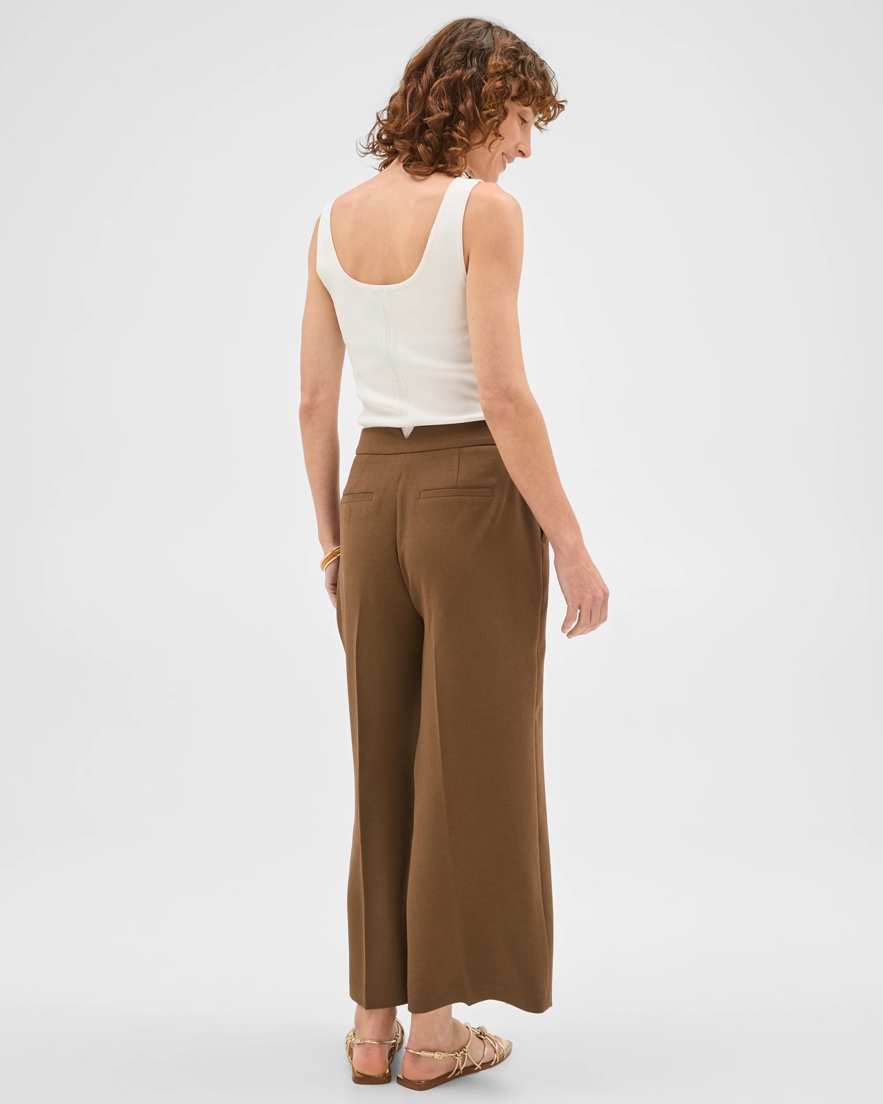 Preview Crepe Tailoring Cropped Culotte Pants - Fall leaf 4 of 5
