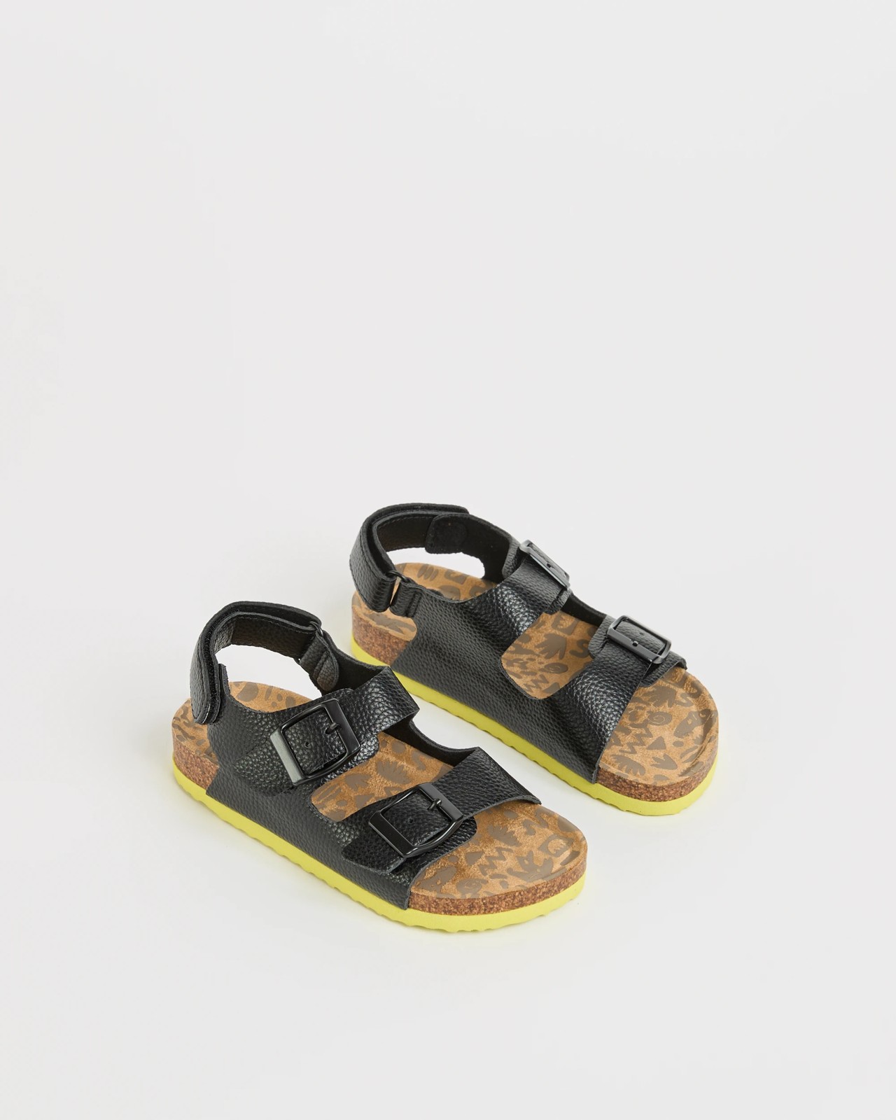 Baby First Walker/Junior Buckle Moulded Cork Sandals - Black Pebble 2 of 3