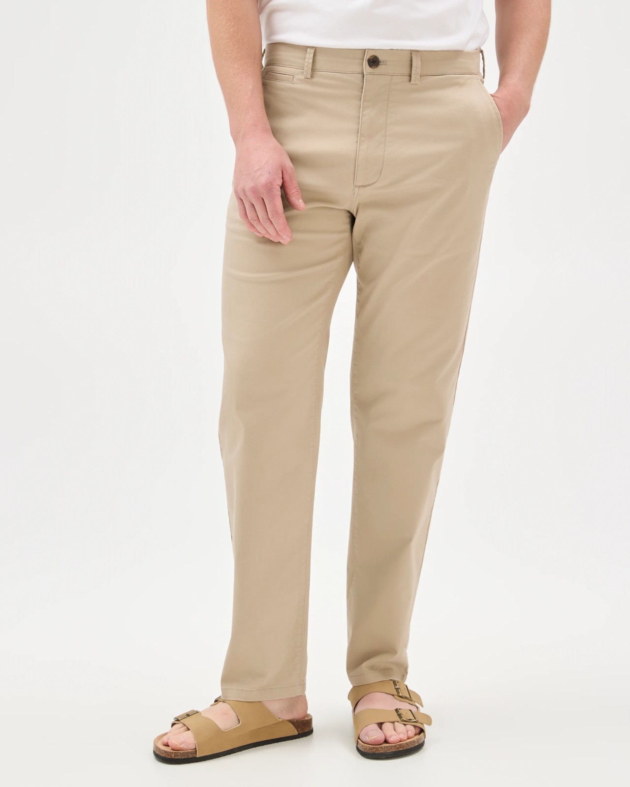 Australian Cotton Relaxed Fit Chino Pants  - Stone 6 of 6