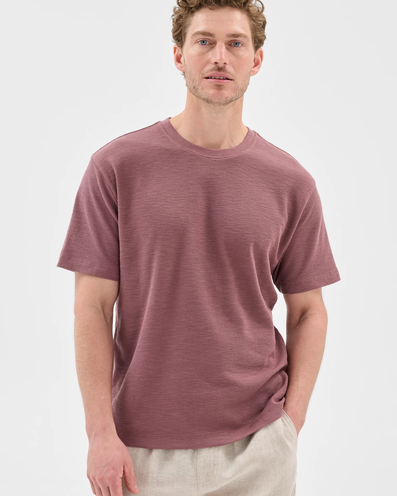 Australian Cotton Fashion Textured T-Shirt - Rose  2 of 5