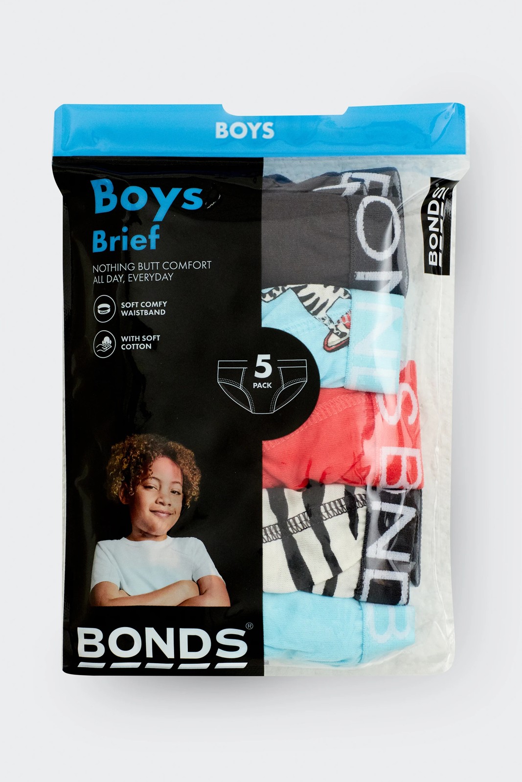 Bonds 5 Pack Older Boys Briefs - Skating Zebra  4 of 4