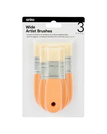Anko 3 Pack Wide Artist Brushes