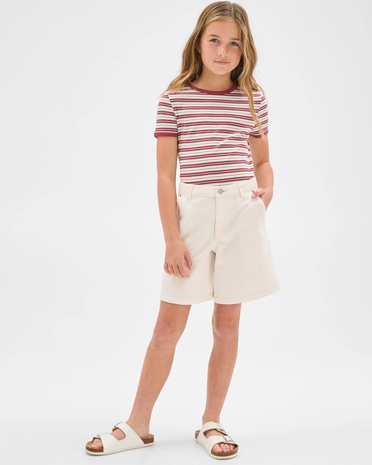 Cotton Bermuda Denim Jorts - Cream 2 of 5