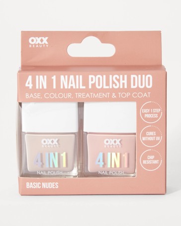 OXX Beauty 4-in-1 Nail Polish Duo - Basic Nudes