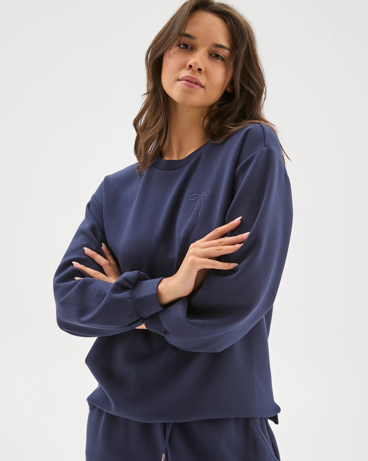 Long Sleeve Crew Sleep Sweatshirt - Navy 2 of 5