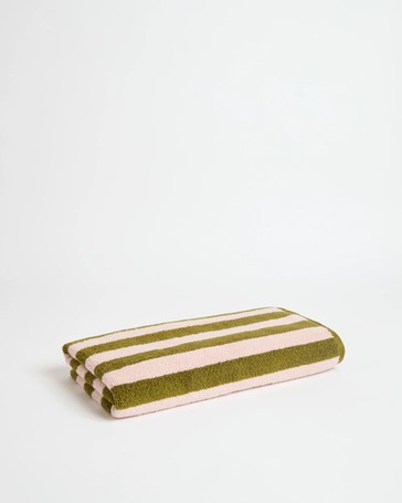 Rayne Australian Cotton Stripe Bath Towel - Avocado/Lotus
