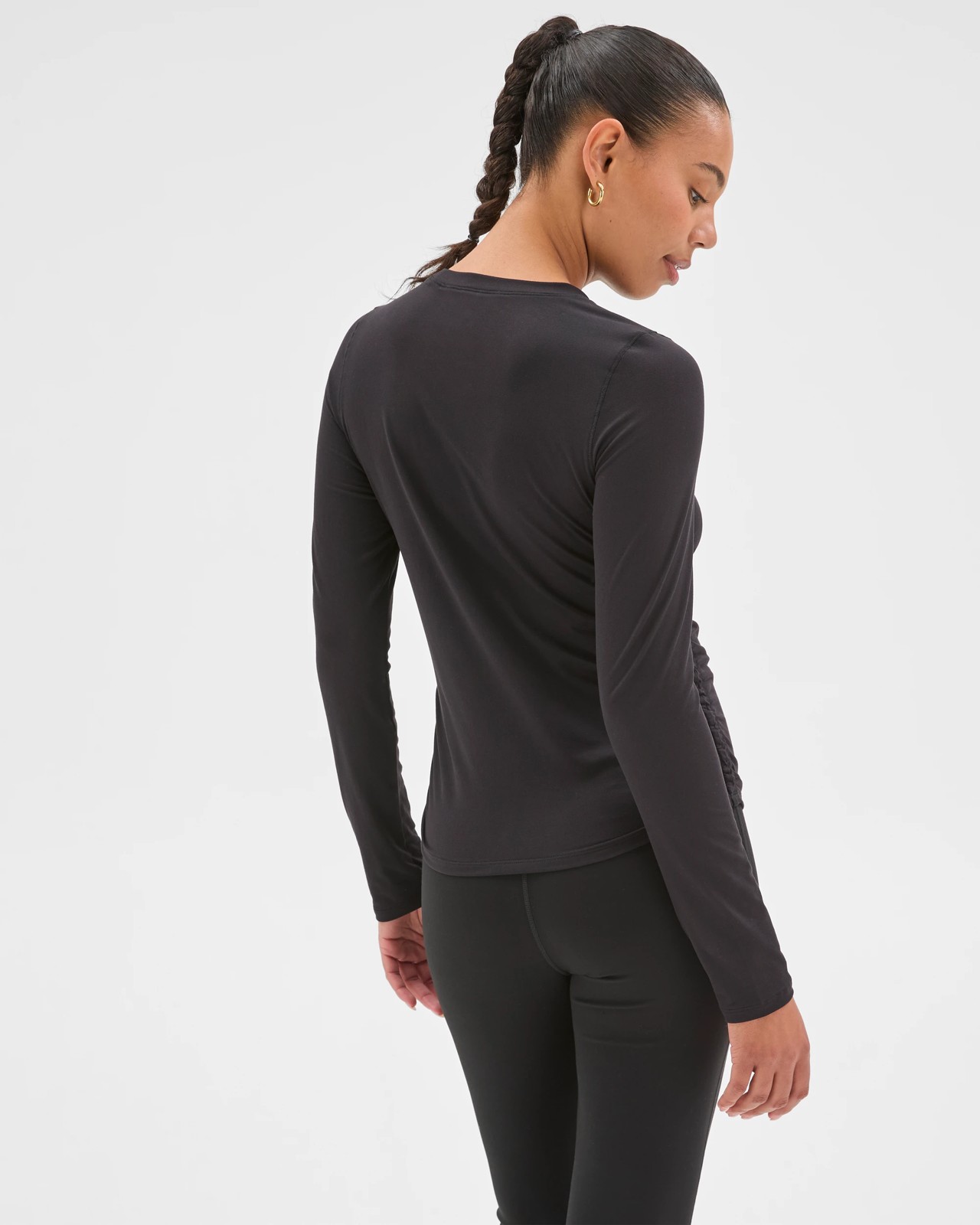 Active Studio Luxe Long Sleeve Ruched Top - Black 6 of 6