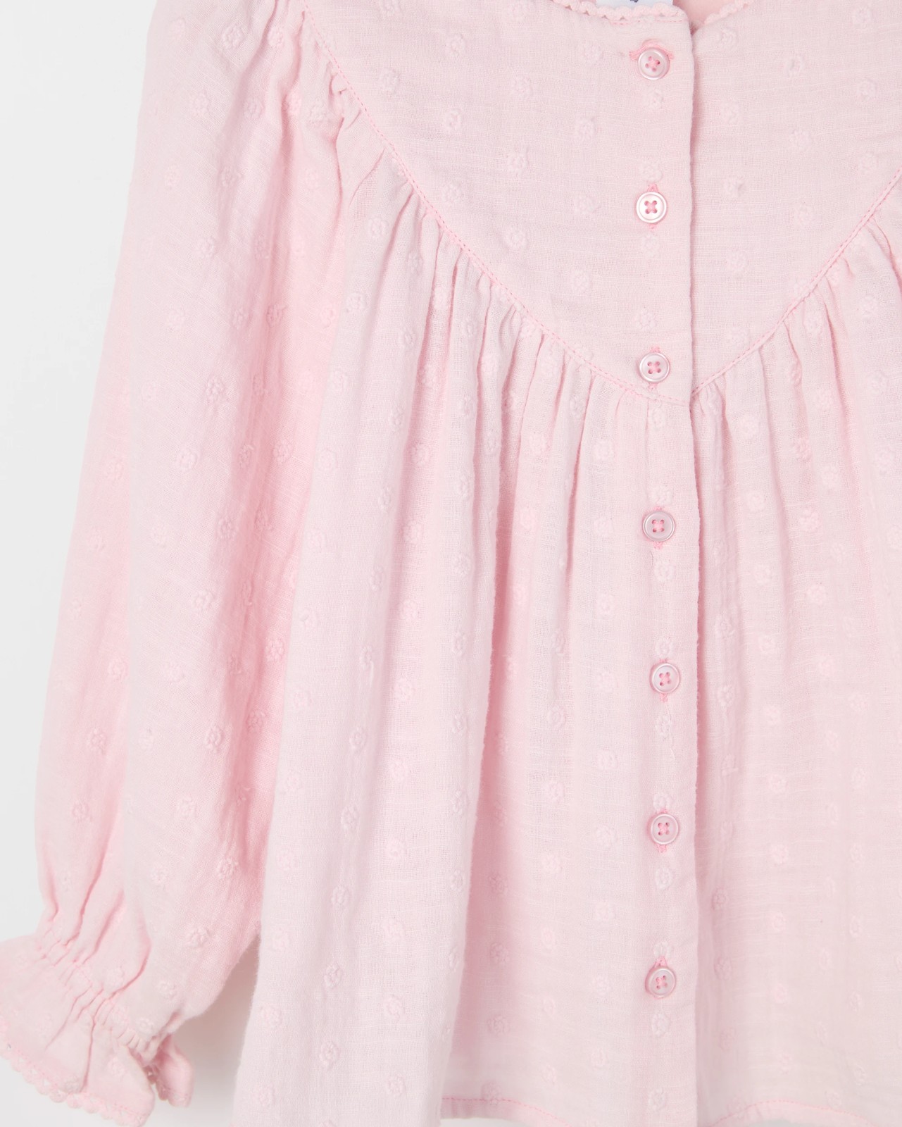 Long Sleeve Woven Button Through Ruffle Blouse 2 of 2