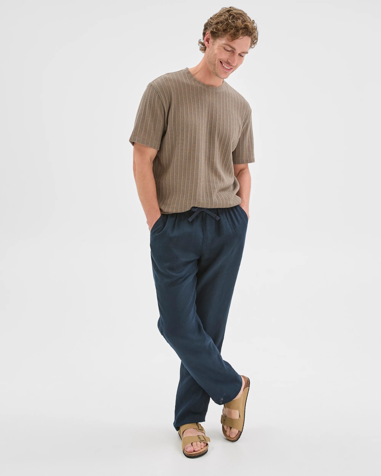 European Linen Full Length Pants - Navy 2 of 5