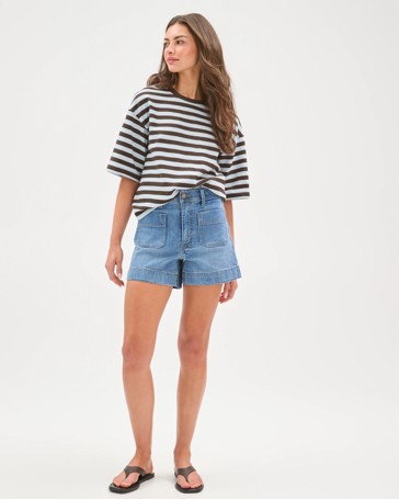 Petites Australian Cotton 3/4 Wide Sleeve Boxy T-Shirt