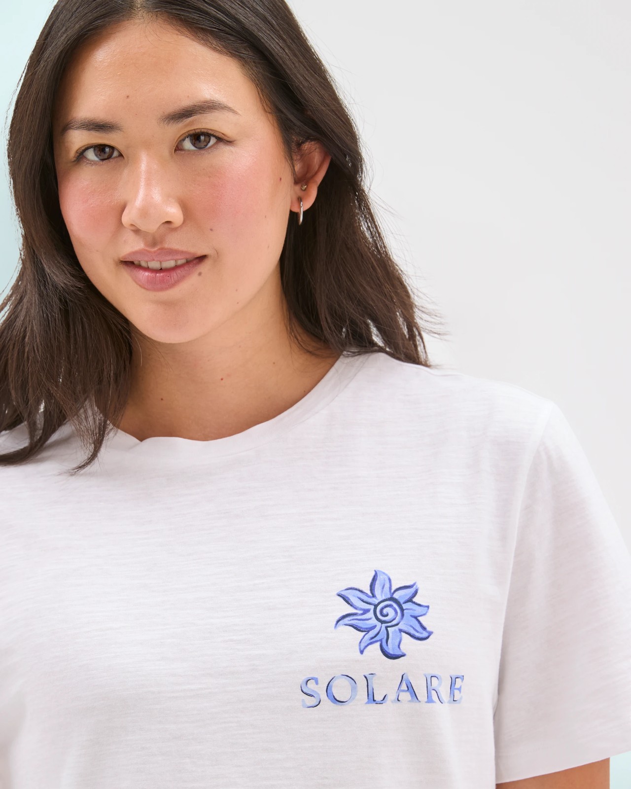 Australian Cotton Step Hem Boxy Crop T-Shirt - Solare White 3 of 5