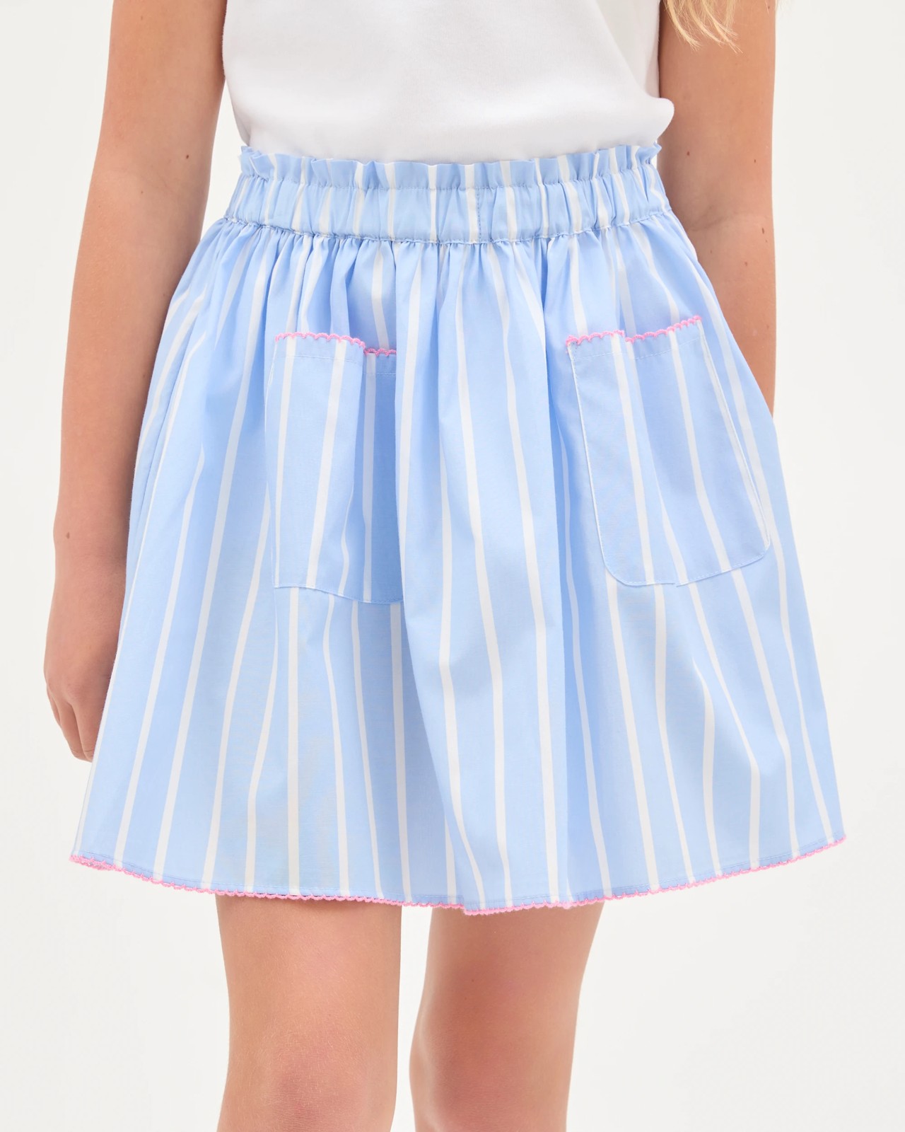 Woven A-Line Pull On Skirt - Stripe Blue 4 of 5