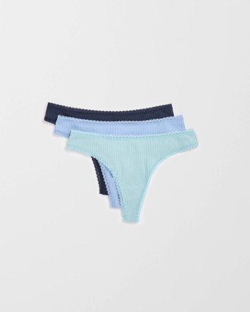 Lily Loves Australian Cotton 3 Pack Pointelle G-String Briefs
