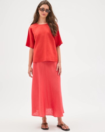 Petites European Linen Woven Top