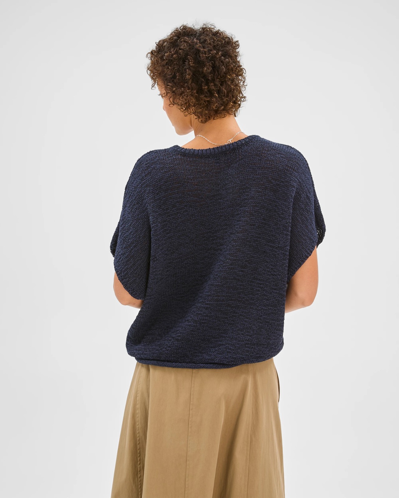 Australian Cotton Blend Tape Yarn Knit T-Shirt - Ink Navy 6 of 6
