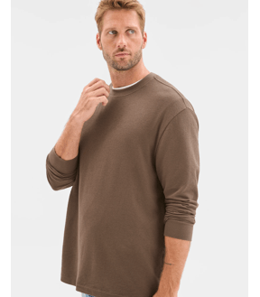 Australian Cotton Blend Long Sleeve Textured T-Shirt