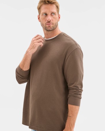 Australian Cotton Blend Long Sleeve Textured T-Shirt