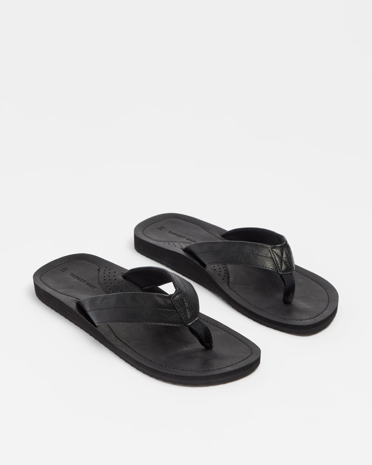 Mens PU Summer Thongs - Black | Target Australia