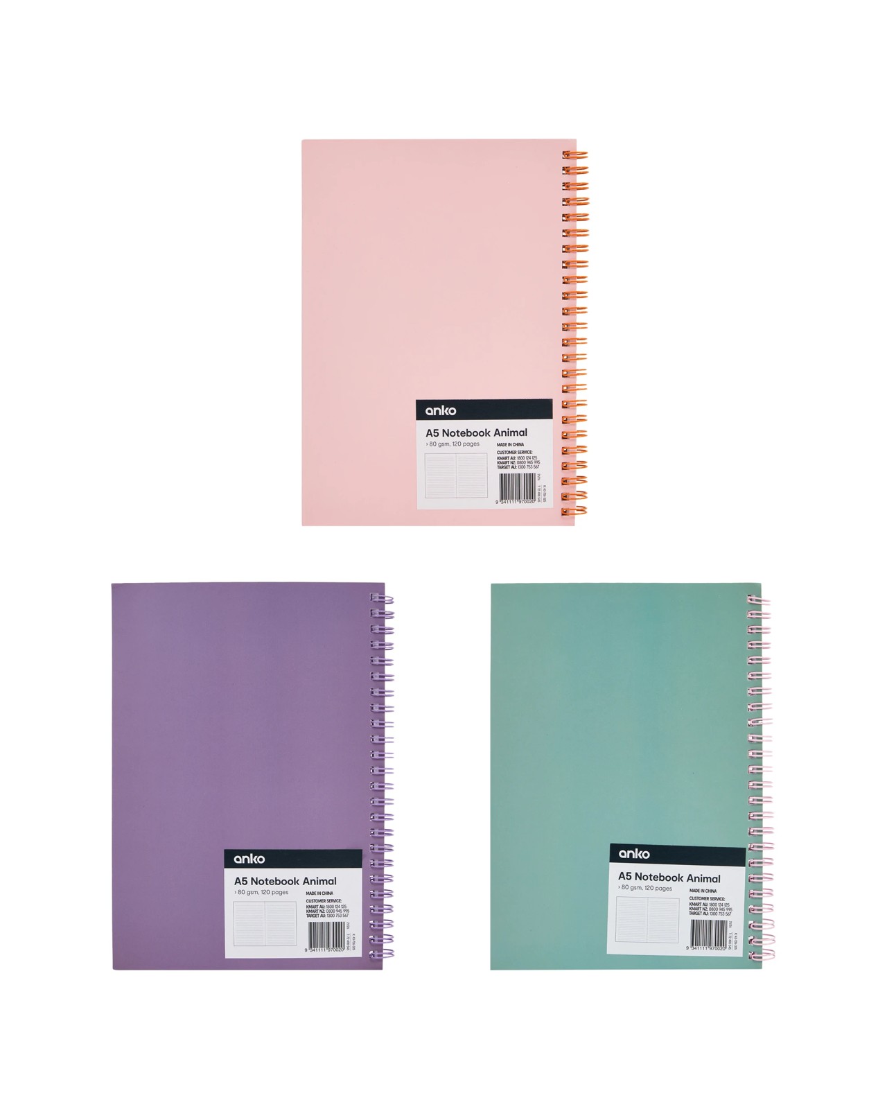 Anko A5 Notebook Animals 80gsm 120 Pages - Assorted 4 of 4