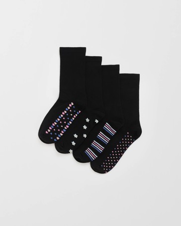 Australian Cotton Blend 4 Pack Sole Design Crew Socks