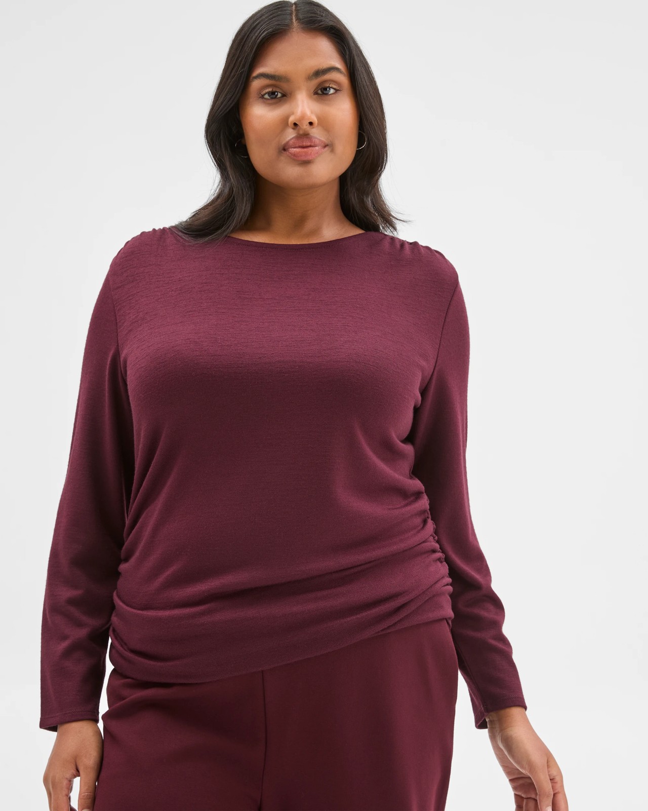 Plus Size Long Sleeve Drape Knit Top - Pinot 4 of 5