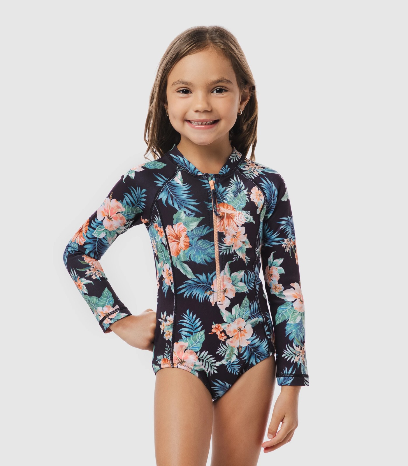 Tropical Print Swimsuit Set 2021 Girls' 2-Piece Sun Protection Rash