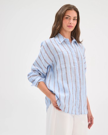 Petites European Linen Seamed Shirt