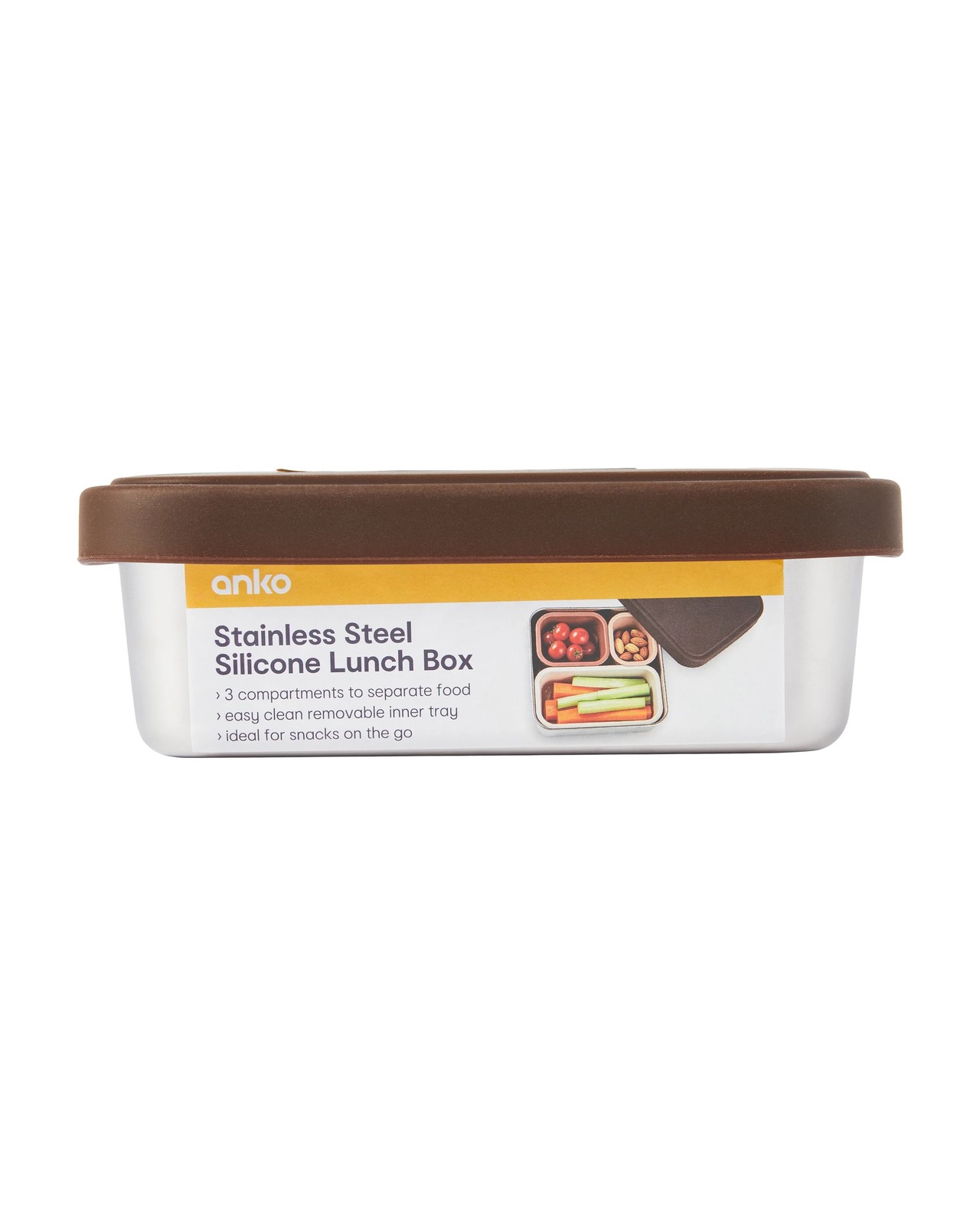 Anko Stainless Steel Silicone Lunch Box - Brown 4 of 4