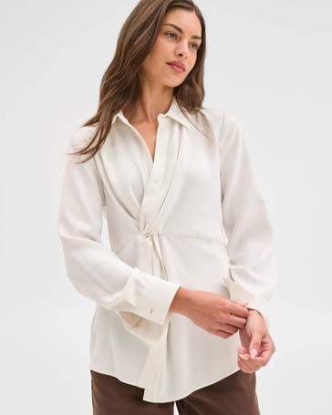 Petites Gathered Front Shirt