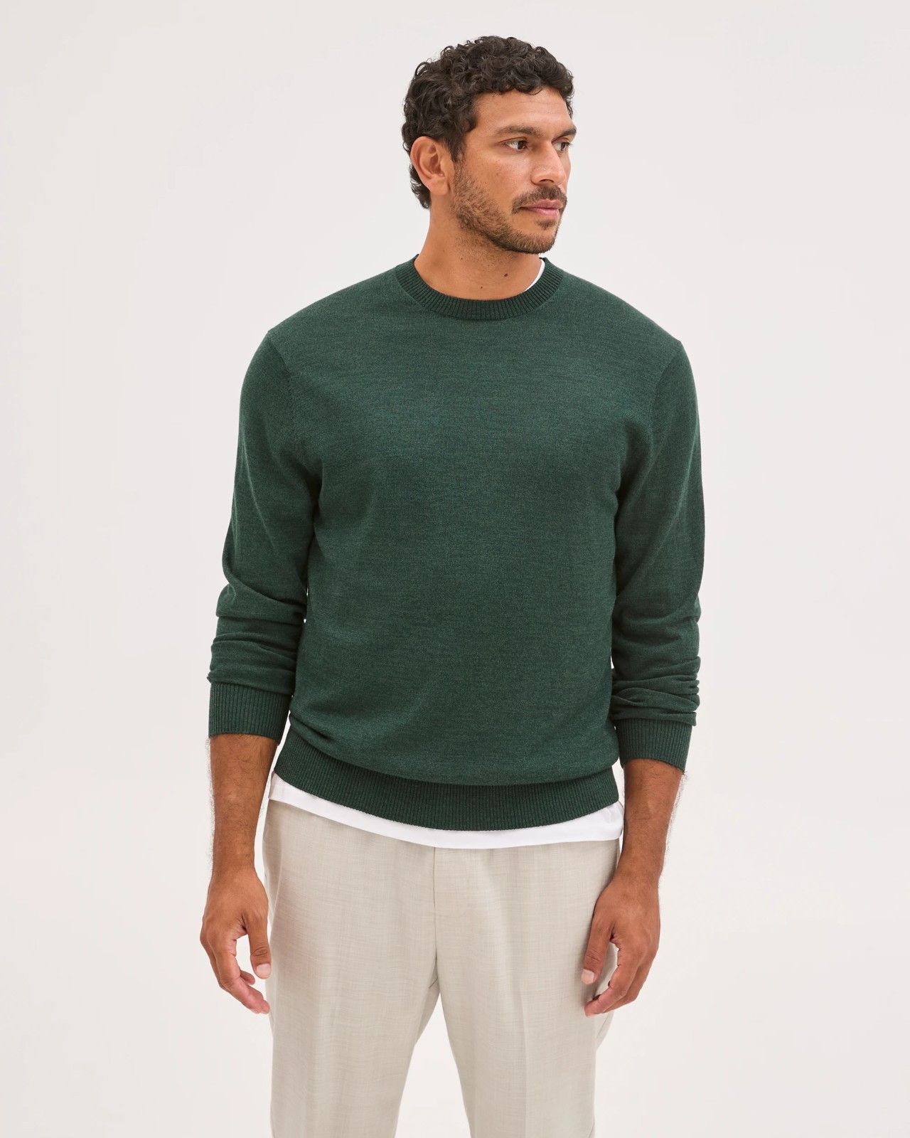Preview Australian Merino Wool Knit Jumper - Forest Green 3 of 5