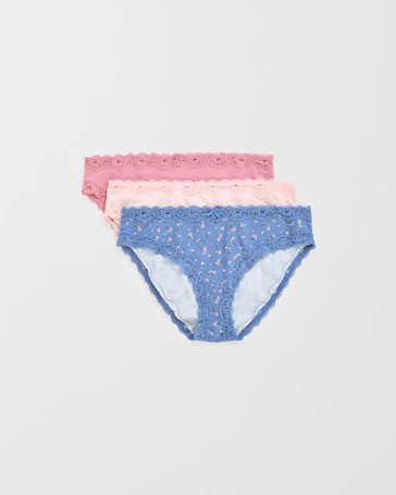 Australian Cotton & Lace 3 Pack Bikini Briefs