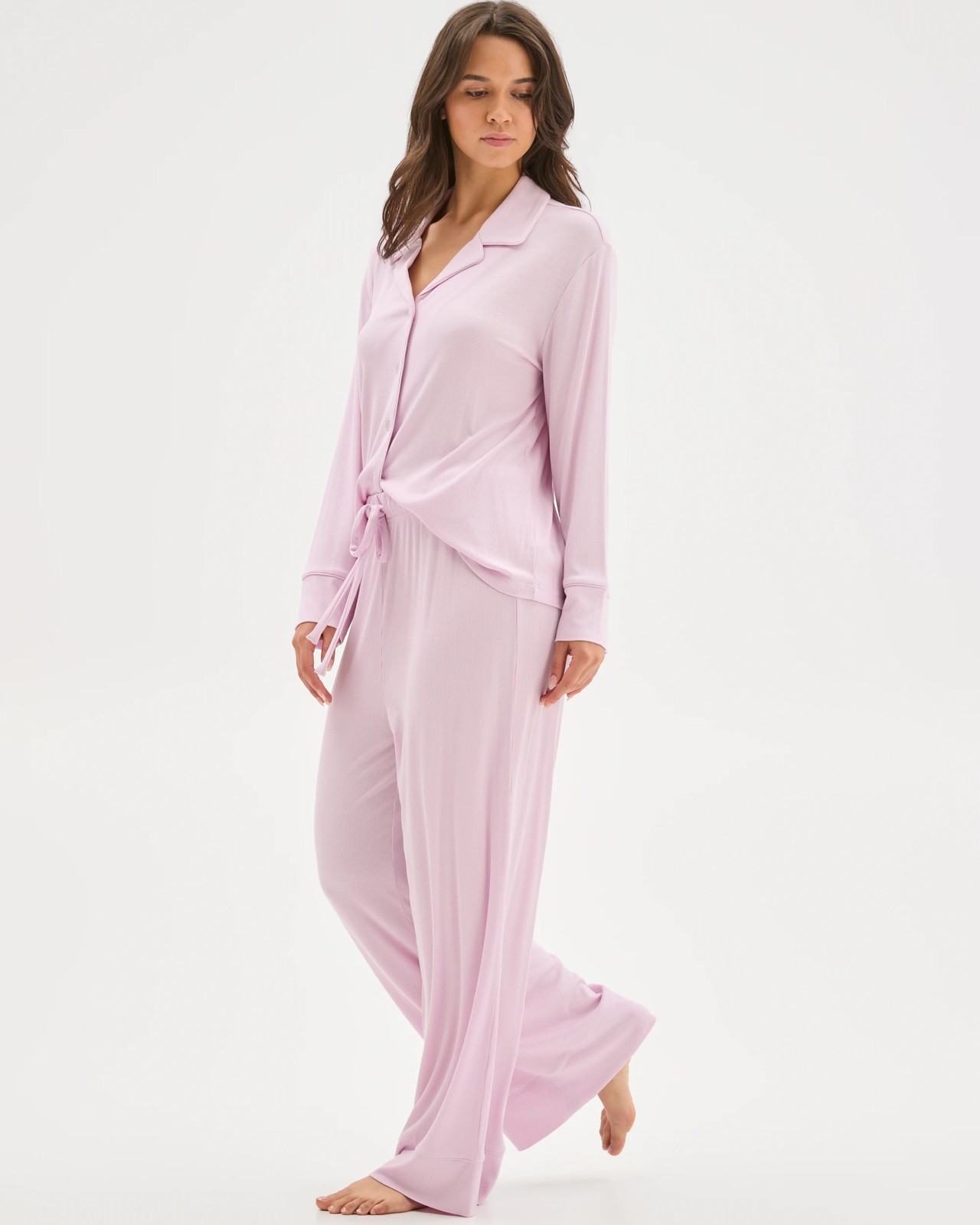 Rib Wide Leg Sleep Pants - Pink 2 of 6