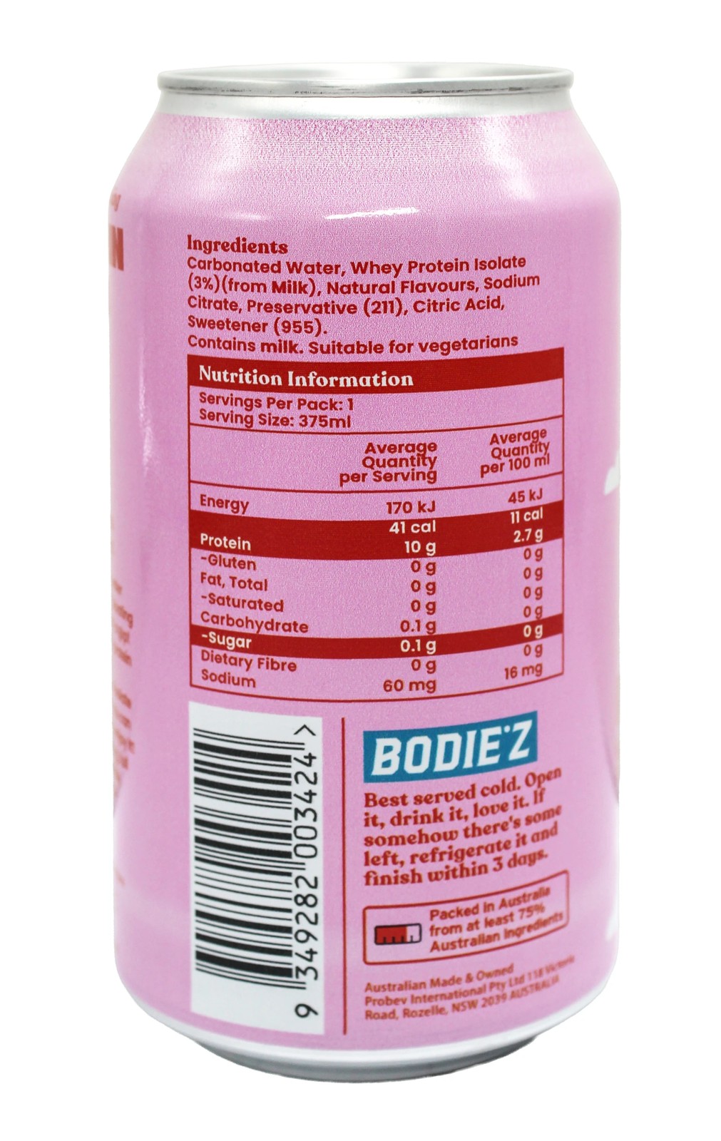 Bodiez Protein Strawberry Watermelon Flavour Drink 375ml 2 of 4