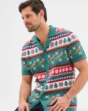 Australian Cotton Christmas Fair Isle Knit Shirt