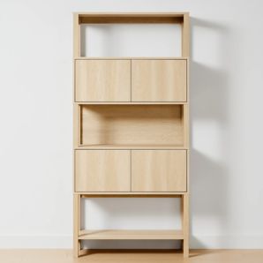 Anko Sadie Tall Bookshelf with Doors - Light Oak product image