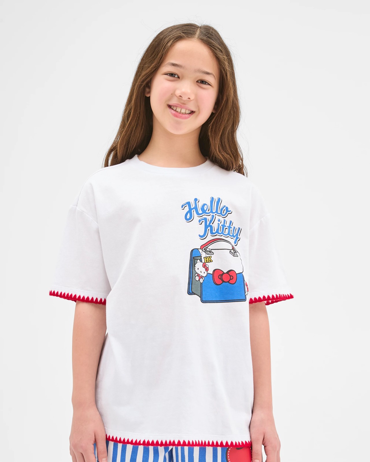 Hello Kitty Australian Cotton Blanket Stitch Detail T-Shirt 2 of 5