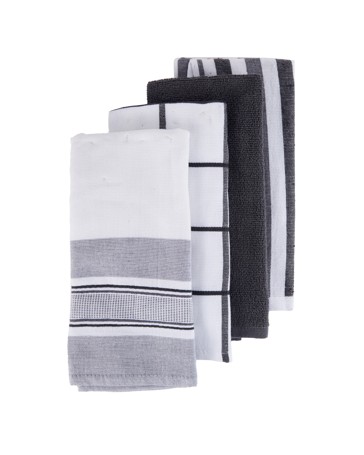 Anko 4 Pack Grey Linear Terry Tea Towels