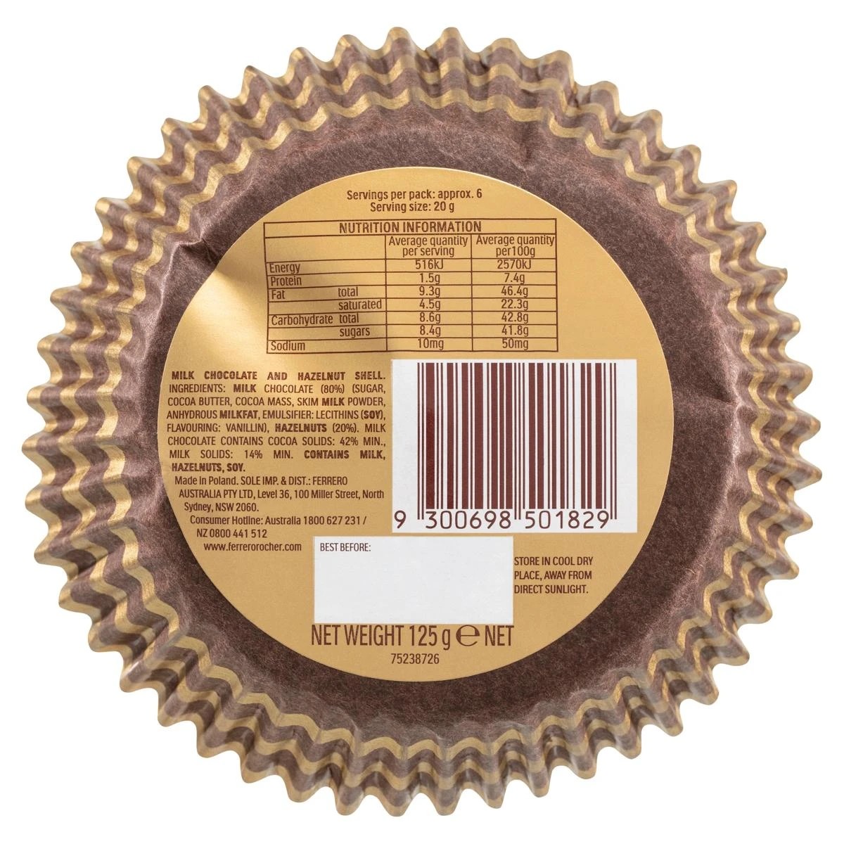 Grand Ferrero Rocher Milk Chocolate & Crunchy Hazelnut Hollow Easter Gift 125g 2 of 6