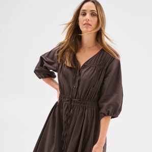 Australian Cotton Blend Channel Tie Mini Dress product image