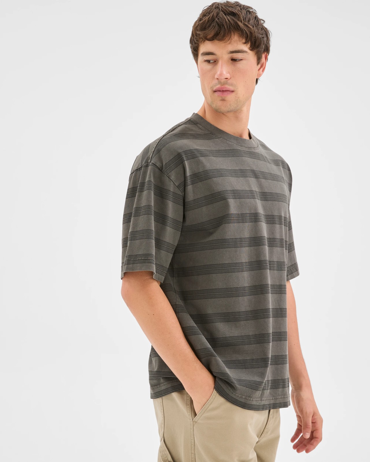 Commons Australian Cotton Overdyed Striped T-Shirt - Black Stripe 5 of 6