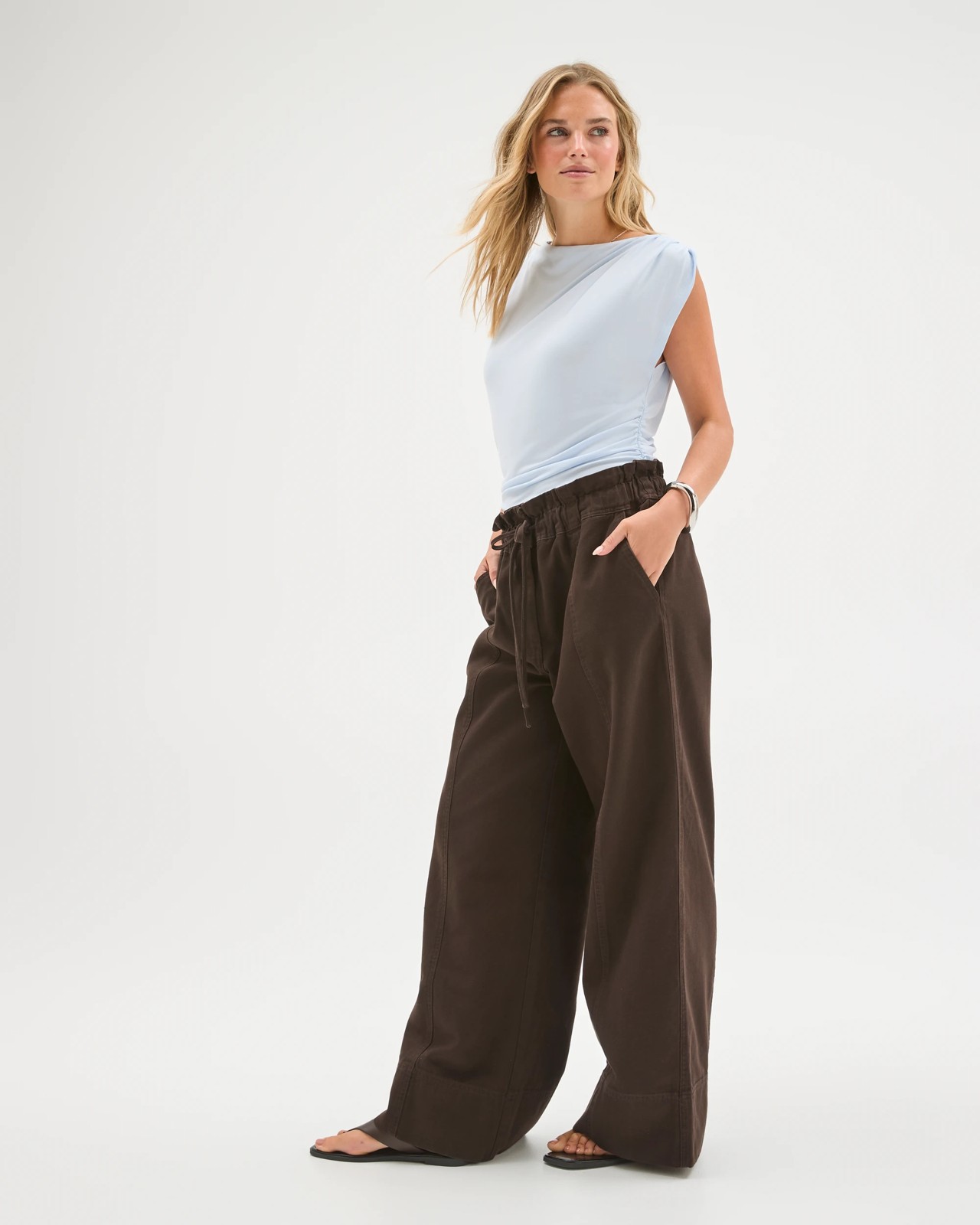 Lily Loves Asymmetrical Drape Top - Matcha 5 of 5