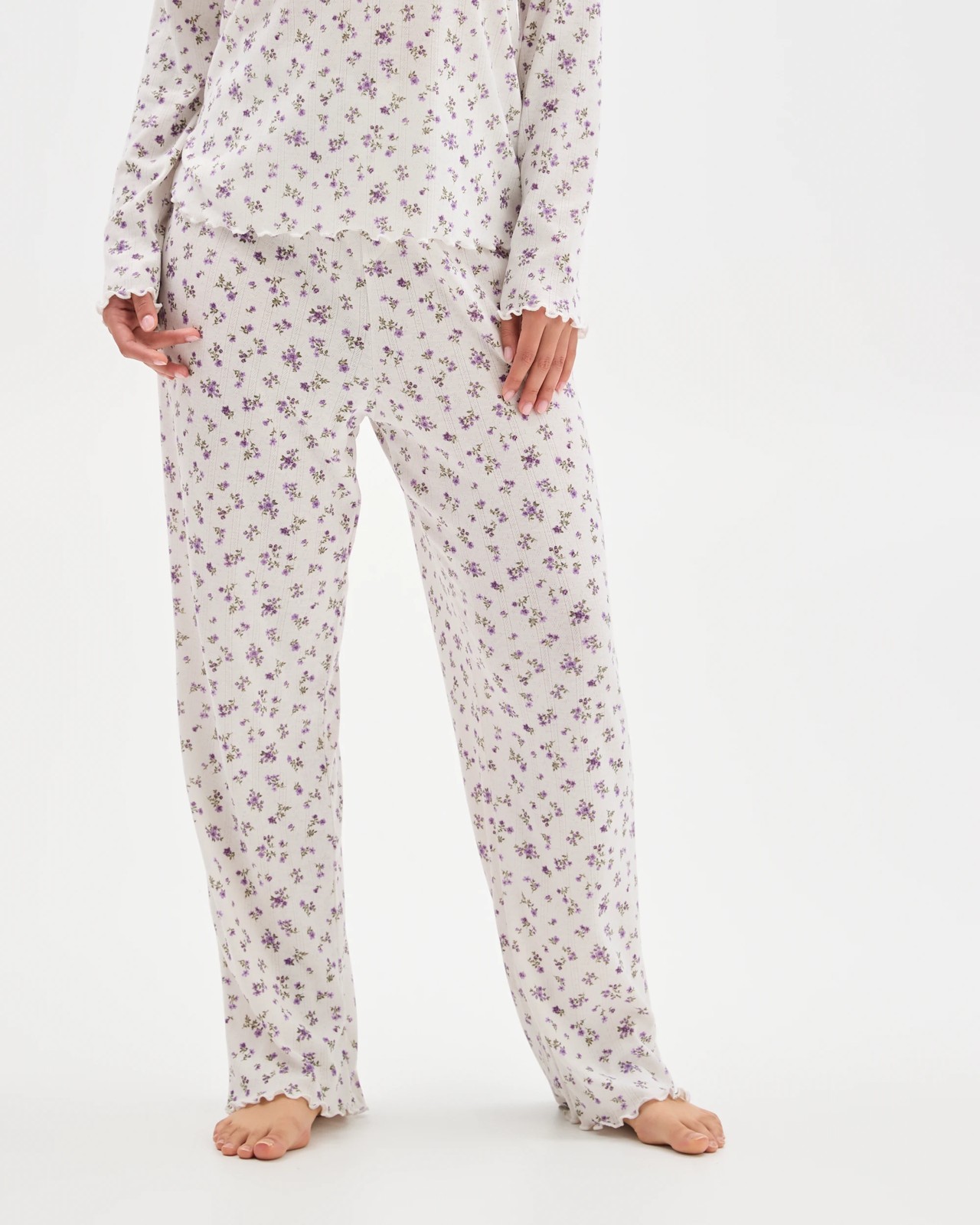 Pointelle Straight Leg Pants 3 of 5