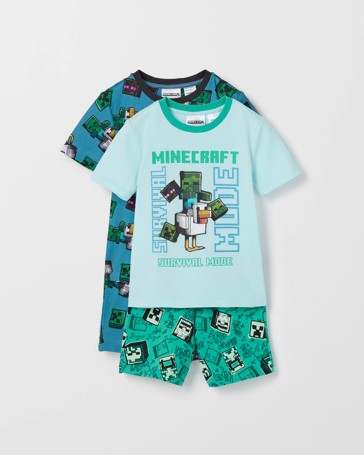 Minecraft Australian Cotton 2 Pack Younger Boys Pyjama Set