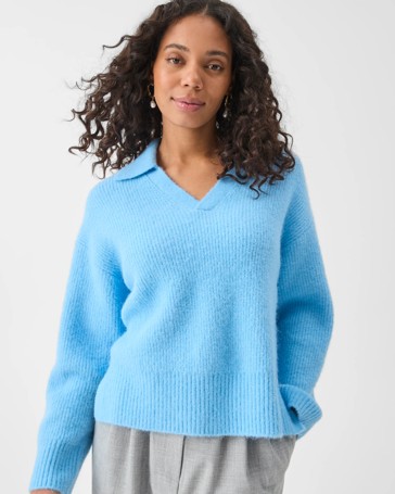 Long Sleeve Plush Polo Knit Jumper - Preview