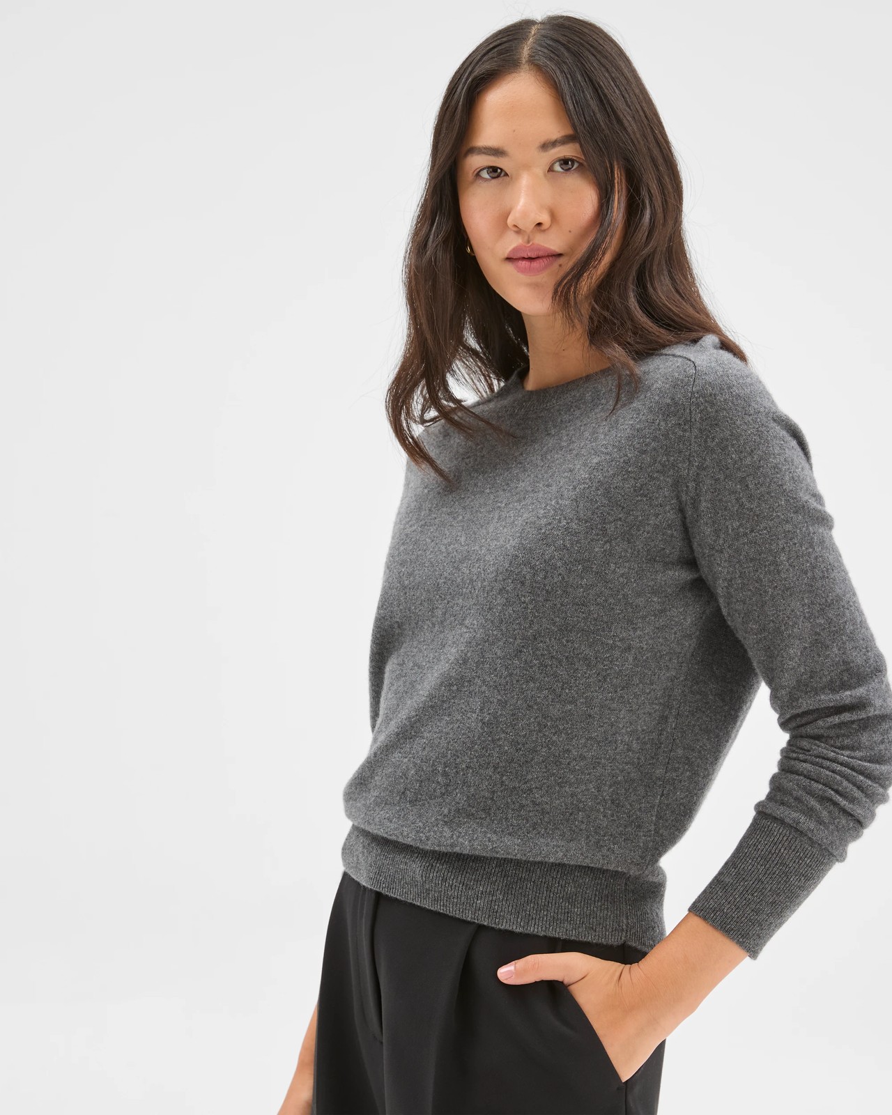 Preview Cashmere Crew Neck Jumper - Charcoal Marle 3 of 5