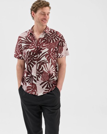 Australian Cotton Short Sleeve Monstera Shirt