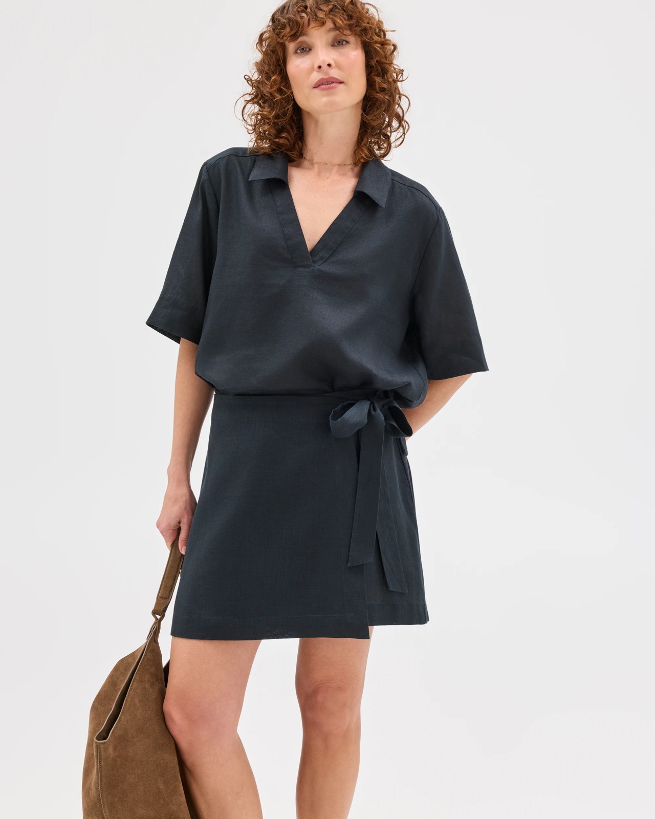 European Linen Mini Skort - Black 5 of 6