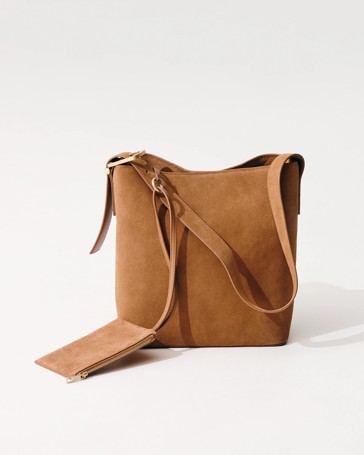 Premium Suede Leather Bucket Tote Bag
