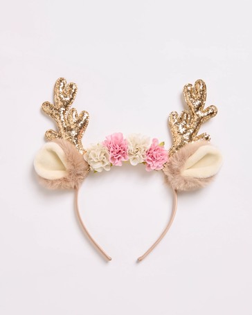 Floral Reindeer Christmas Headband